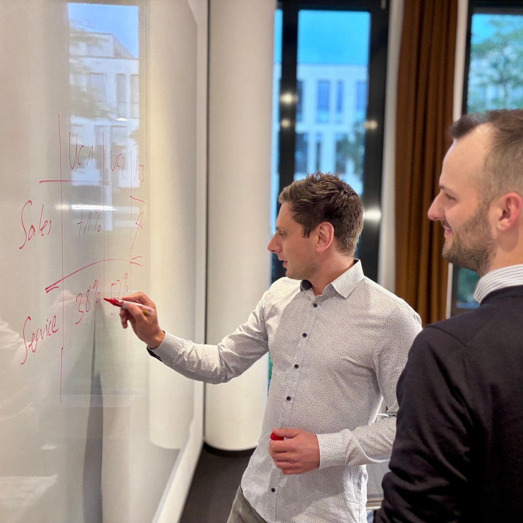 Workshop-Session mit dem Visionary-Data-Team am Whiteboard